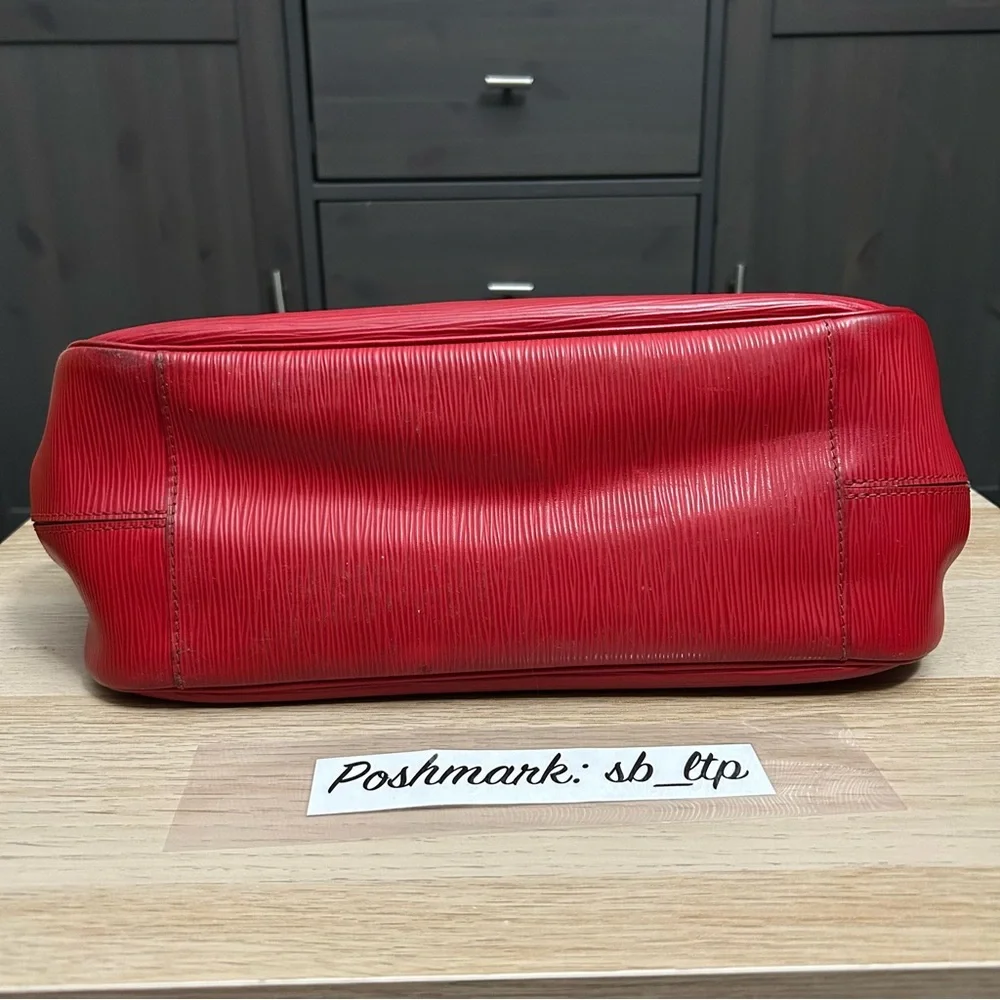 Authentic Louis Vuitton Red Epi Passy PM Satchel Bag - Picture 8 of 9